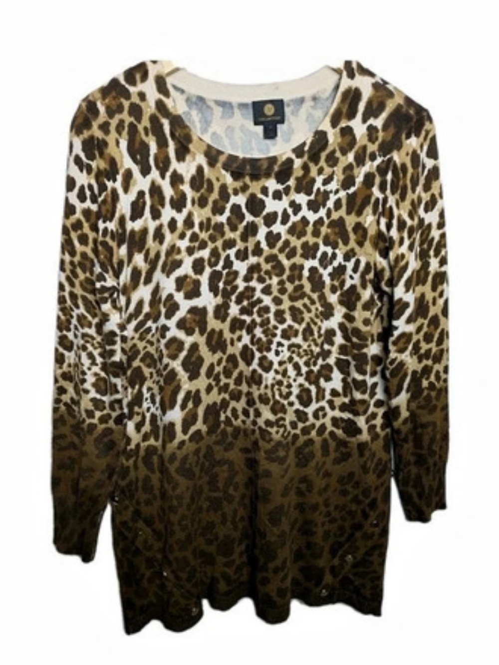 JM Collection Leopard Print Ombre Sweater